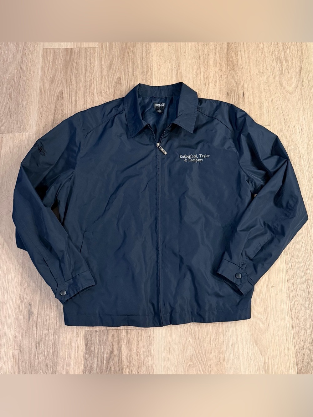 PING Collection Navy Men's Windbreaker Zip-Up Golf Jacket size Large VTG